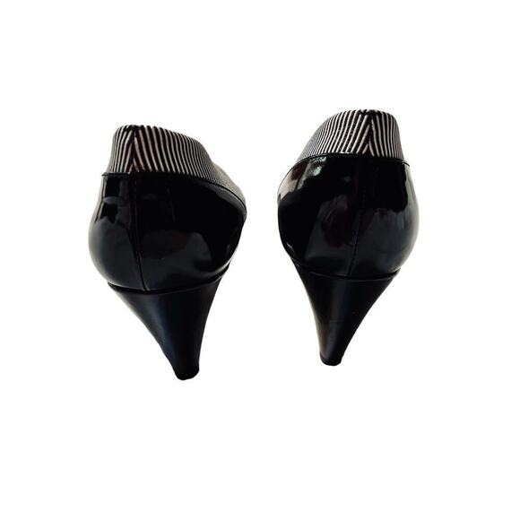 VTG Walter Steiger striped fabric & patent leather pumps made in Italy- Size 8B - Picture 5 of 9